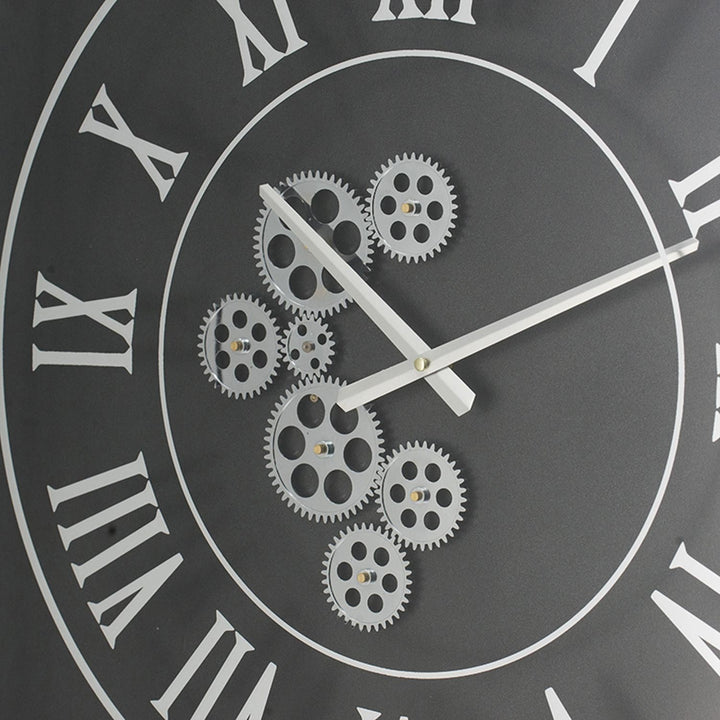 24" Black and Silver Vintage Style Gears Square Wall Clock