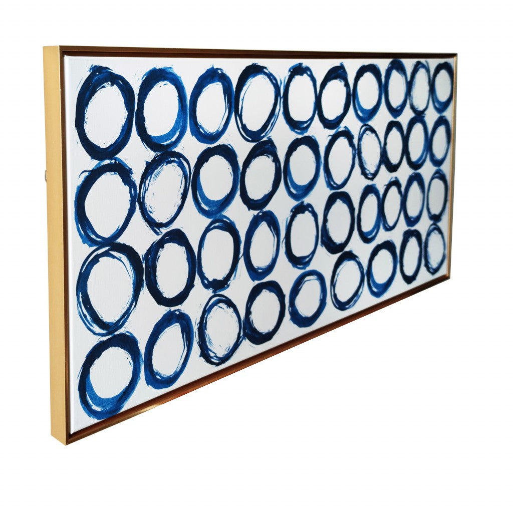 Abstract Blue Rings Framed Canvas Wall Art Floater Frame Graphic Art Wall Art