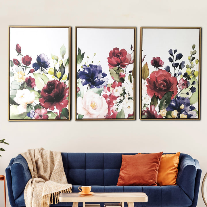 Floral and Bright Garden Framed Canvas Wall Art Floater Frame Graphic Art Wall Art