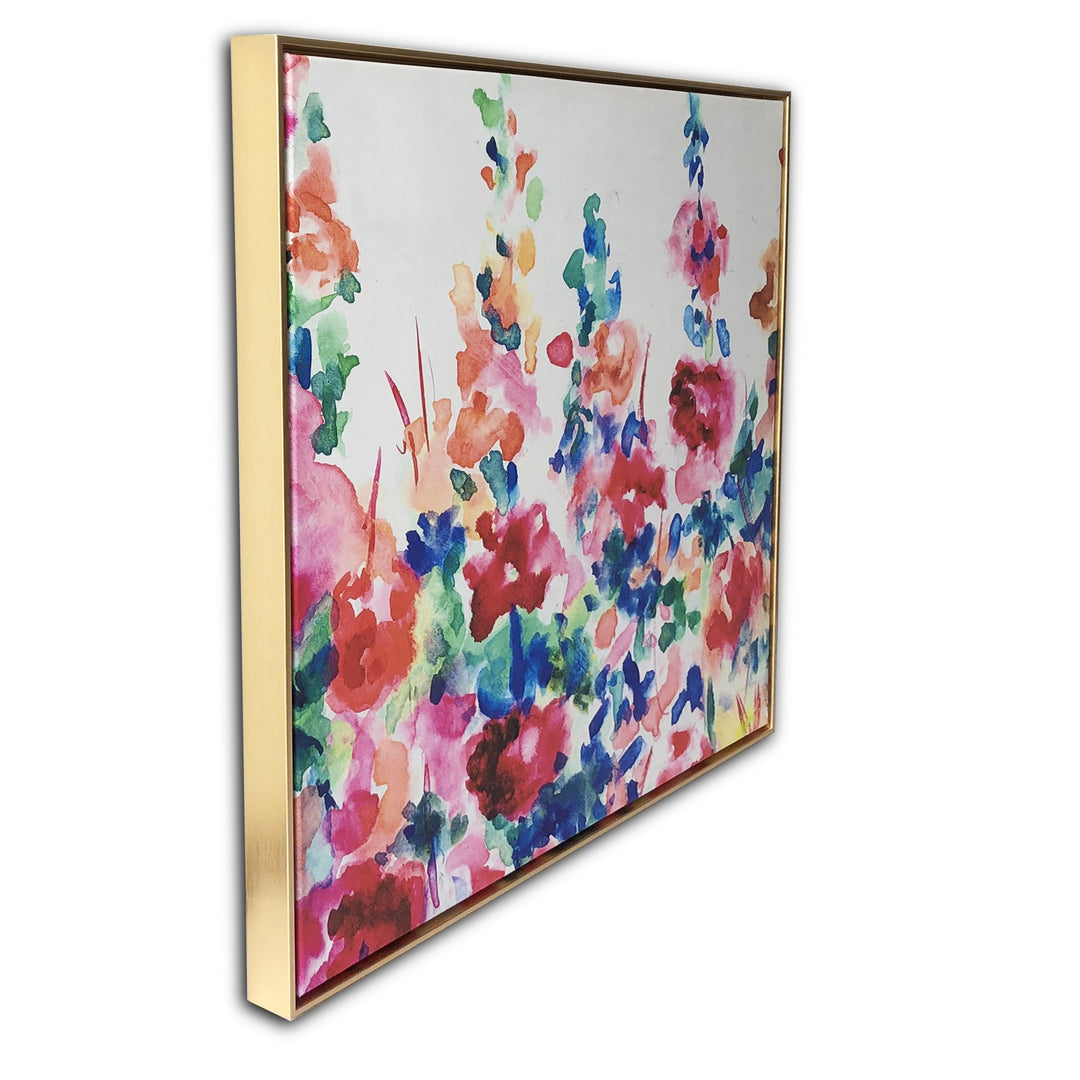 Pretty Floral Garden Framed Canvas Wall Art Floater Frame Graphic Art Wall Art