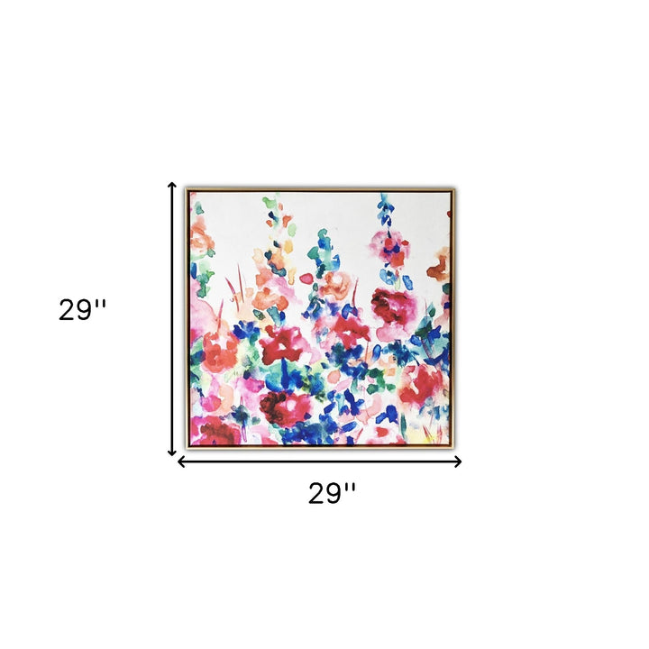 Pretty Floral Garden Framed Canvas Wall Art Floater Frame Graphic Art Wall Art