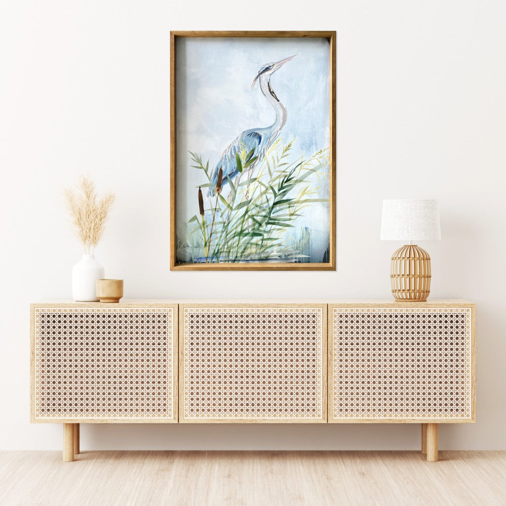 Stunning Heron Wooden Framed Canvas Wall Art Picture Frame Graphic Art Wall Art