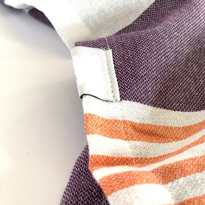 Dark Purple Orange and White Striped Design Poncho Towel