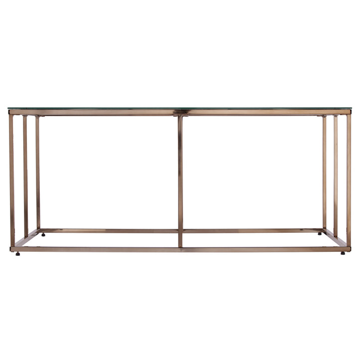 42" Champagne Glass And Metal Geometric Coffee Table