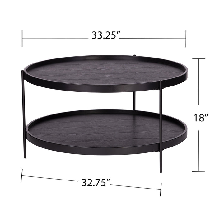 33" Black Manufactured Wood And Metal Round Coffee Table