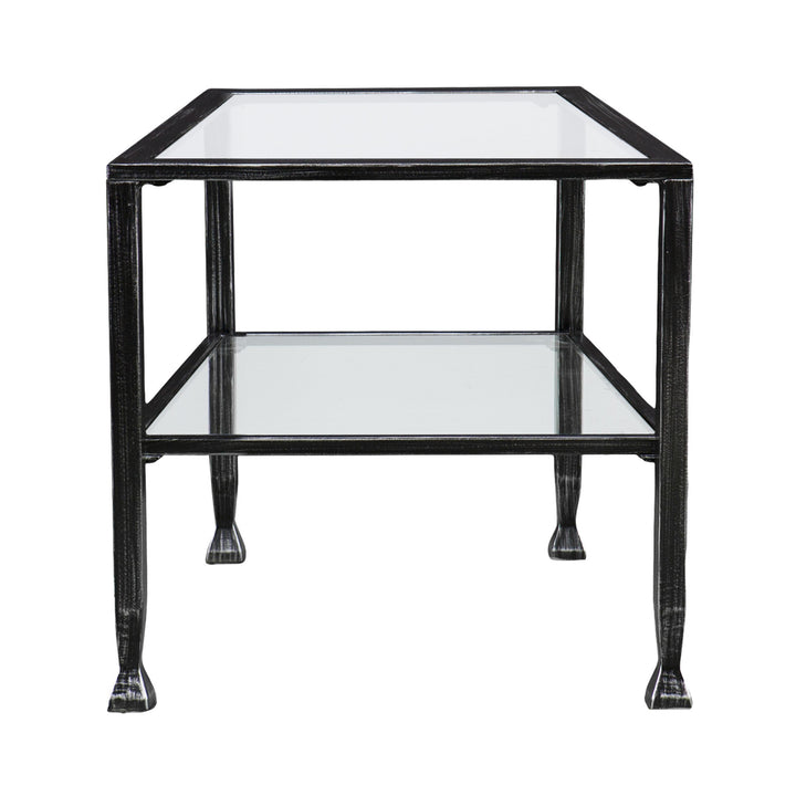 48" Black Glass And Metal Rectangular Coffee Table