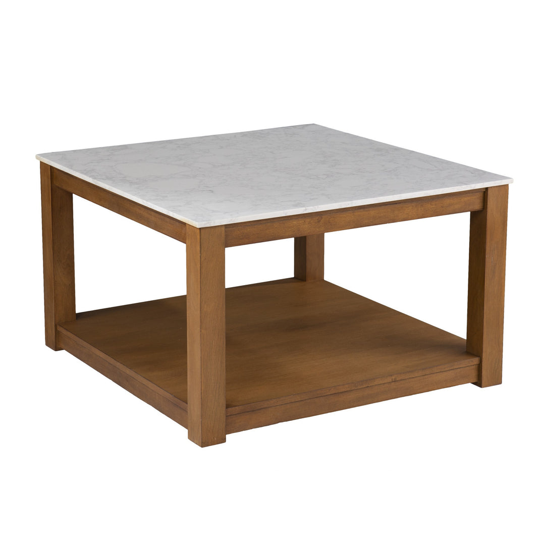 30" Natural And Natural Brown Solid Manufactured Wood Square Coffee Table