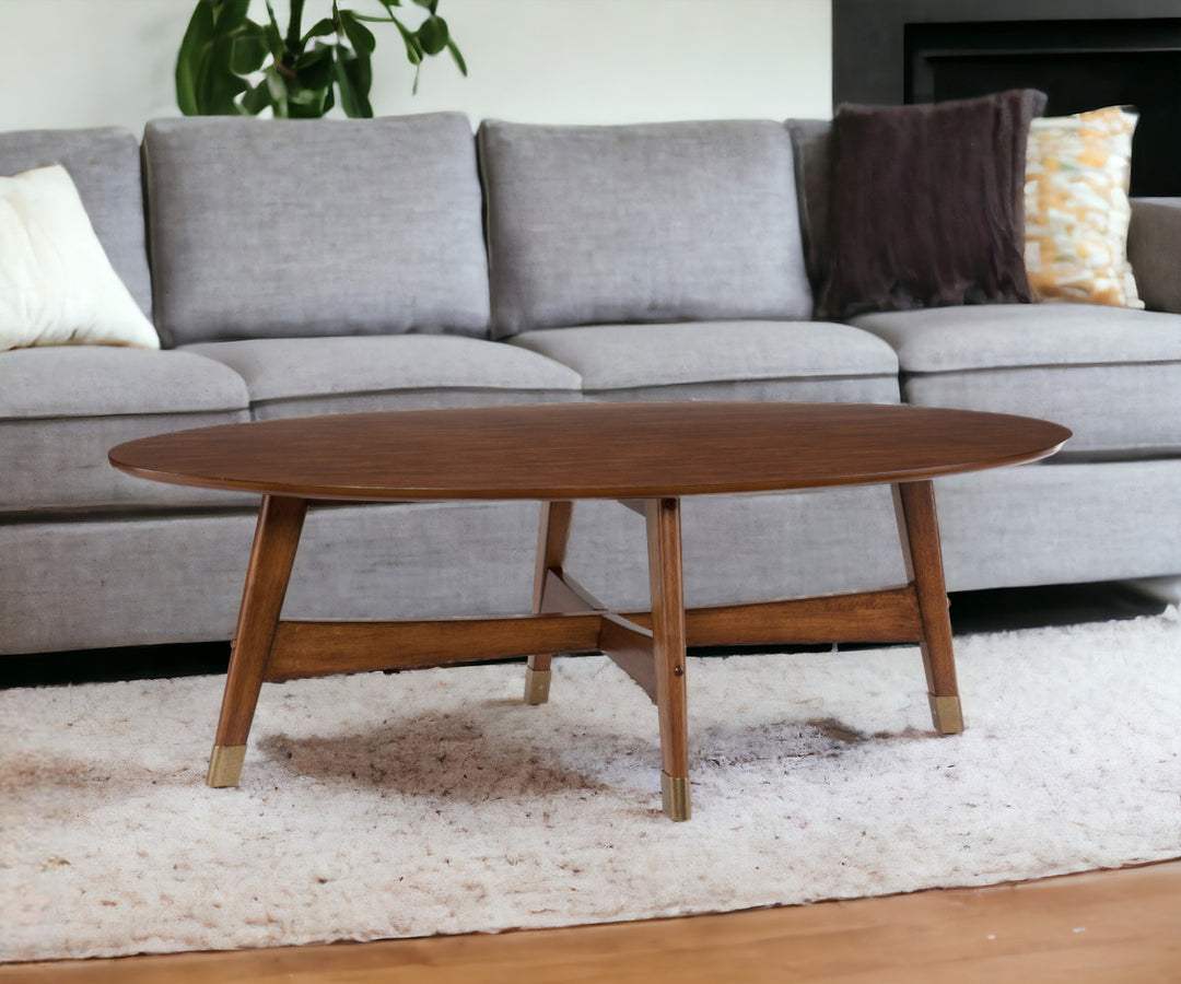 52" Brown Solid Wood With Iron Coffee Table