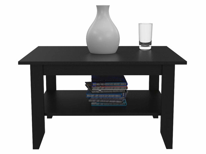 32" Black Coffee Table With Shelf