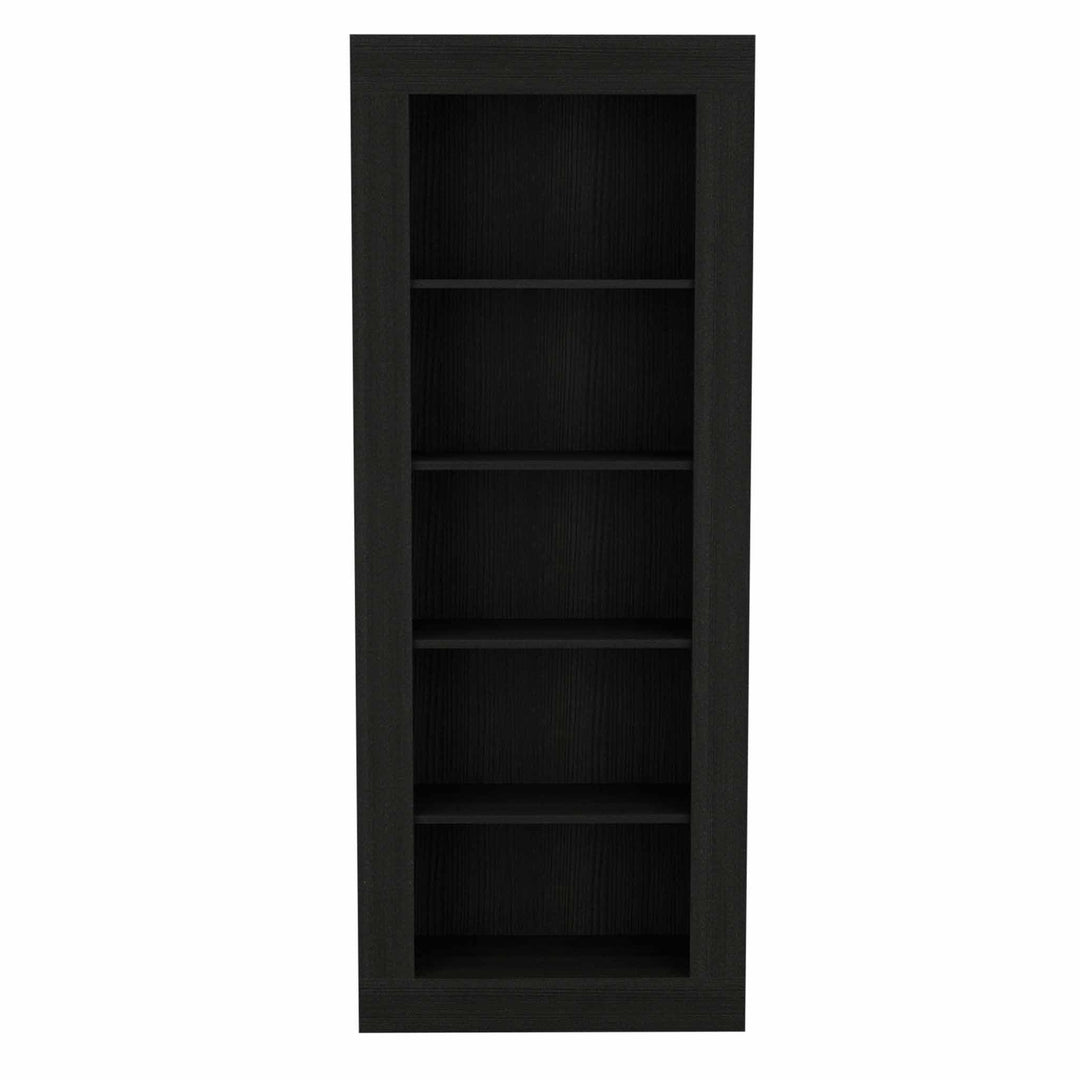 70" Black Five Tier Bookcase