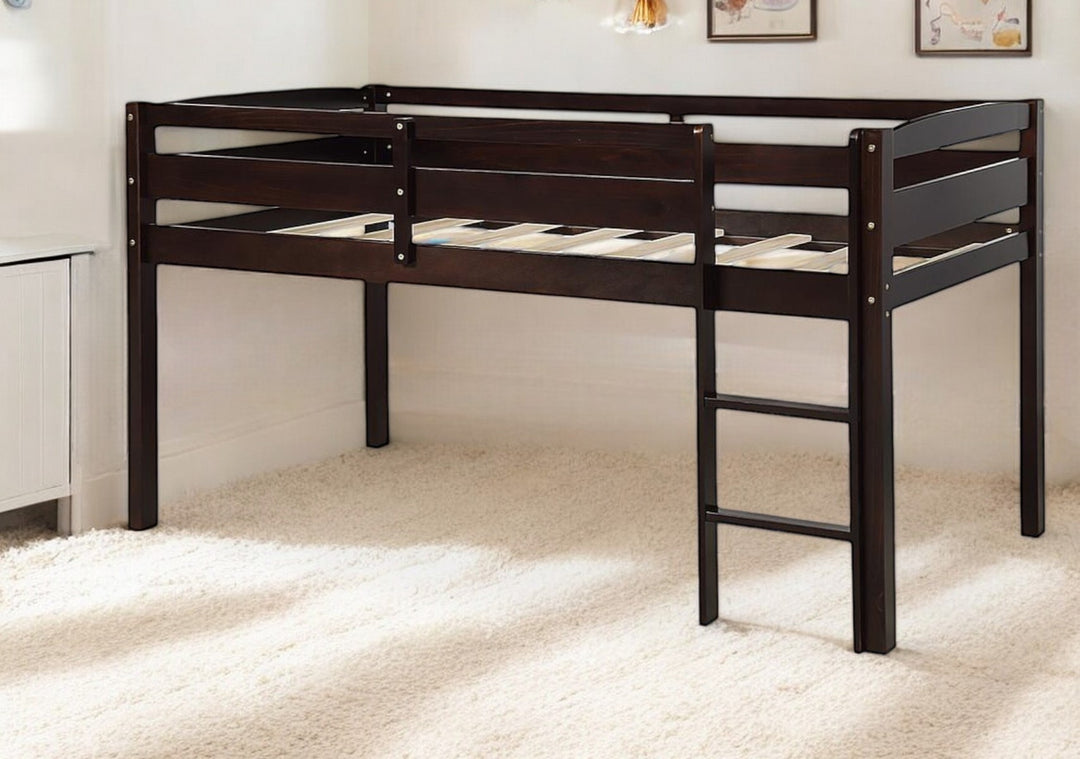 Brown Twin Size Low Loft Bed