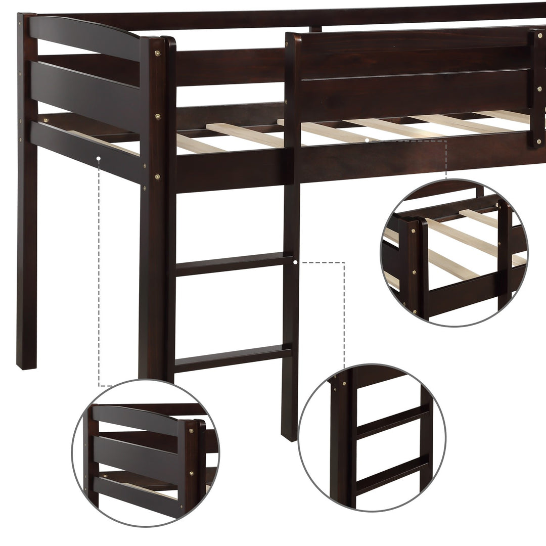 Brown Twin Size Low Loft Bed