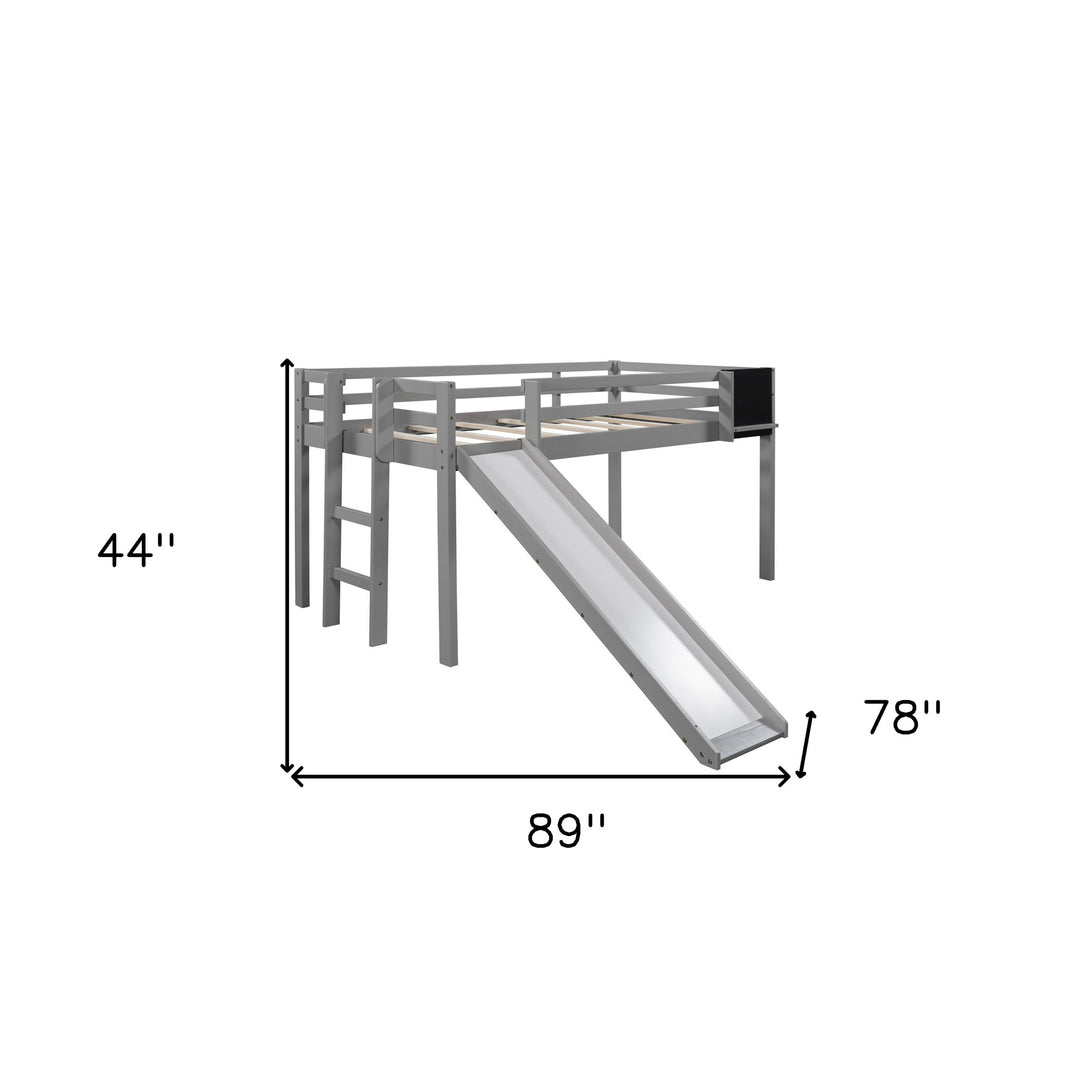 Gray Twin Loft Bed Bed Chalkboard and Slide