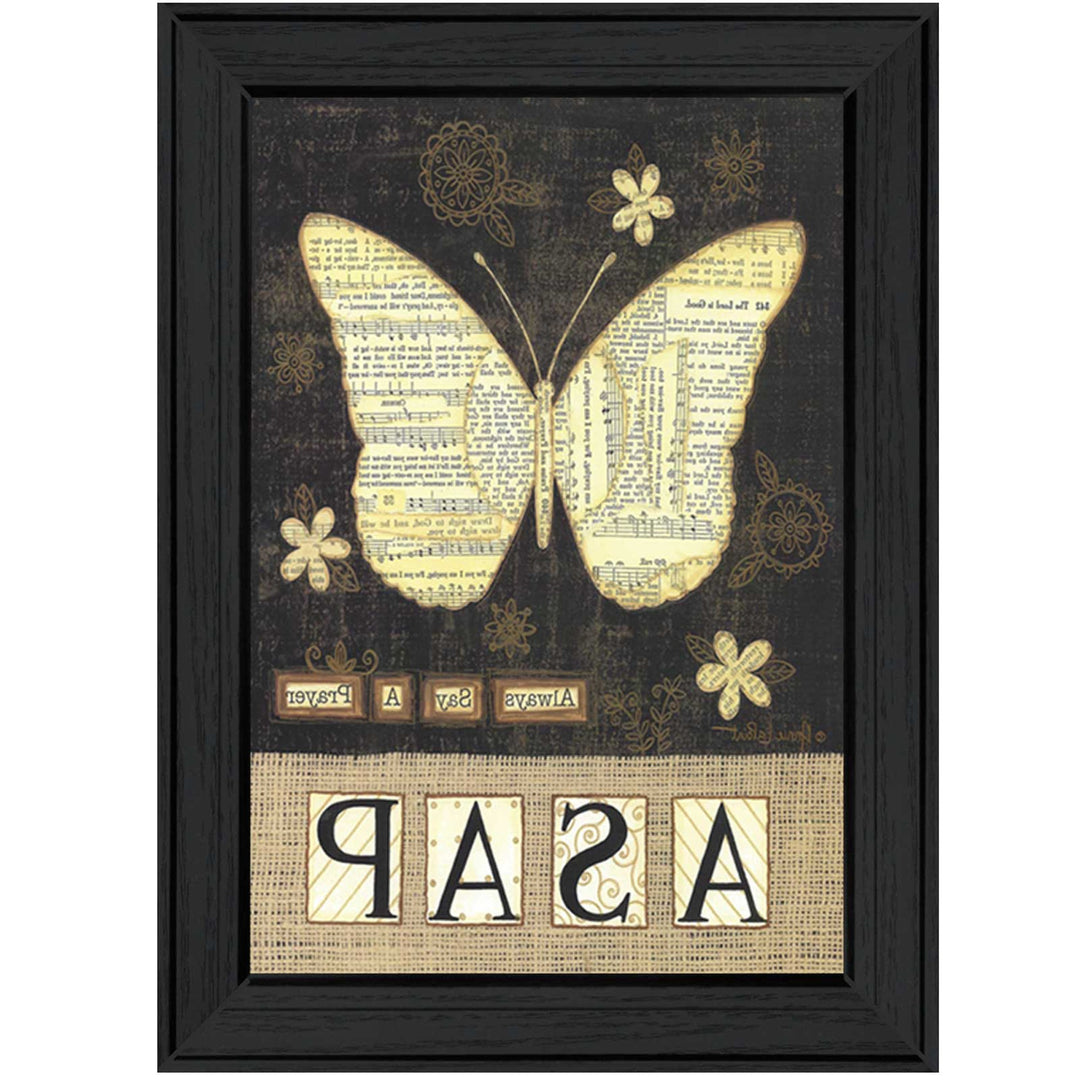 Always Say A Prayer Butterfly Black Print Wall Art