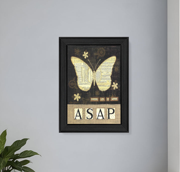 Always Say A Prayer Butterfly Black Print Wall Art