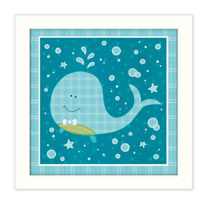 Beetle and Bob Baby Whale White Framed Print Wall Art