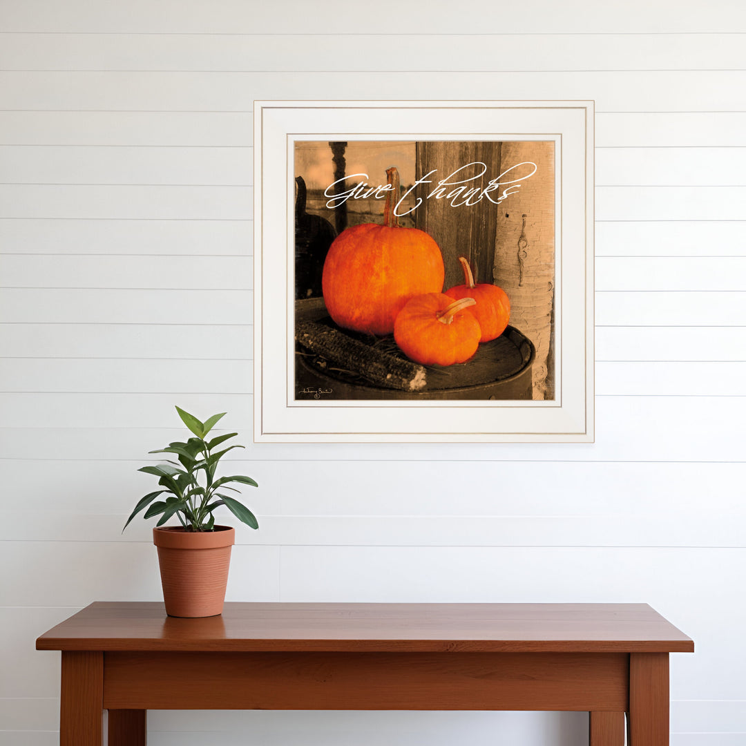 Give Thanks 1 White Framed Print Wall Art