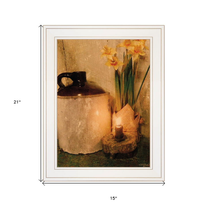 Daffodils 1 White Framed Print Wall Art