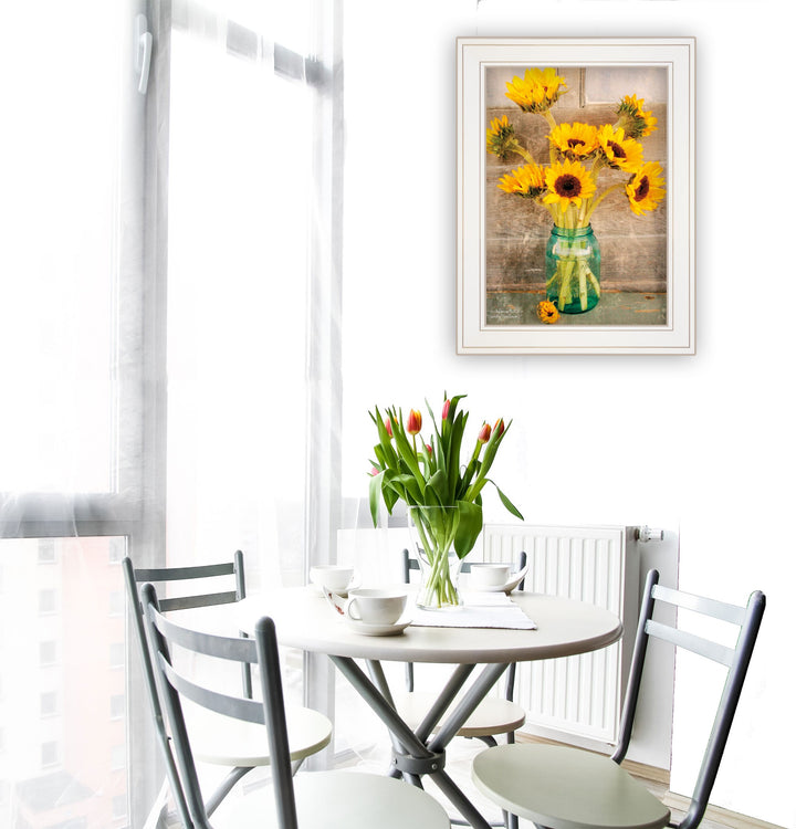 Country Sunflowers I 1 White Framed Print Wall Art