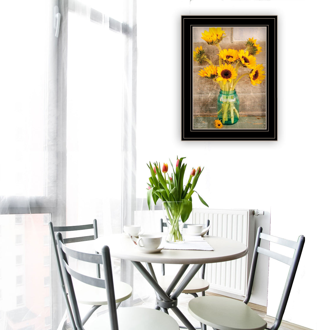 Country Sunflowers I 2 Black Framed Print Wall Art