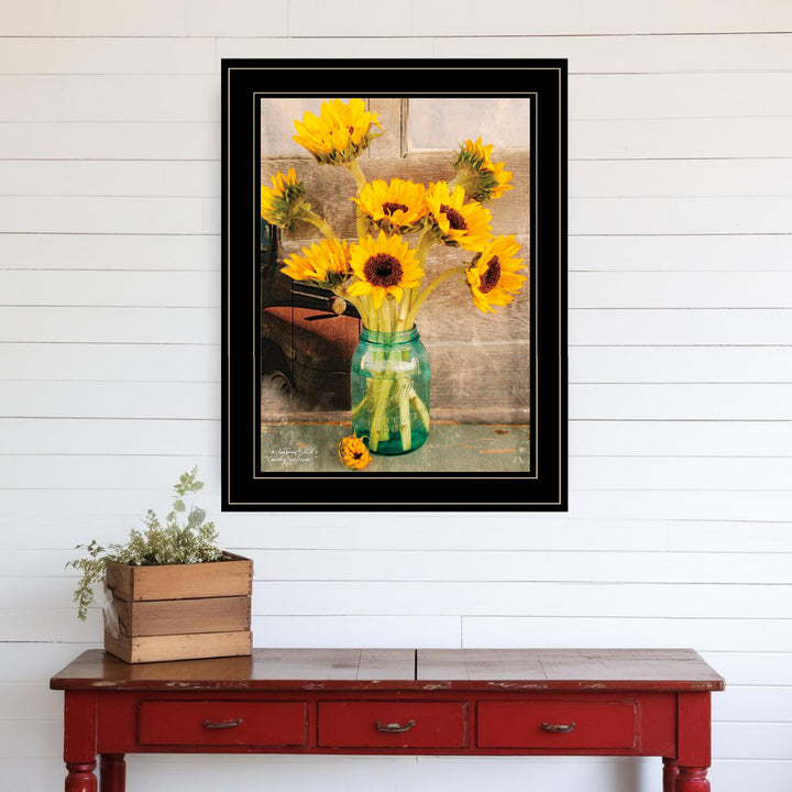 Country Sunflowers I 2 Black Framed Print Wall Art