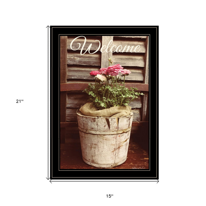 Welcome Roses 2 Black Framed Print Wall Art