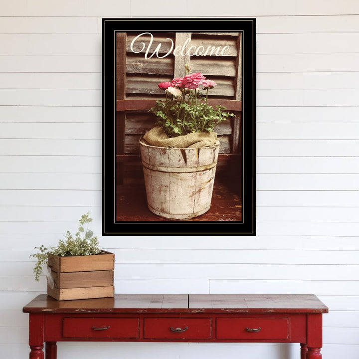 Welcome Roses 2 Black Framed Print Wall Art