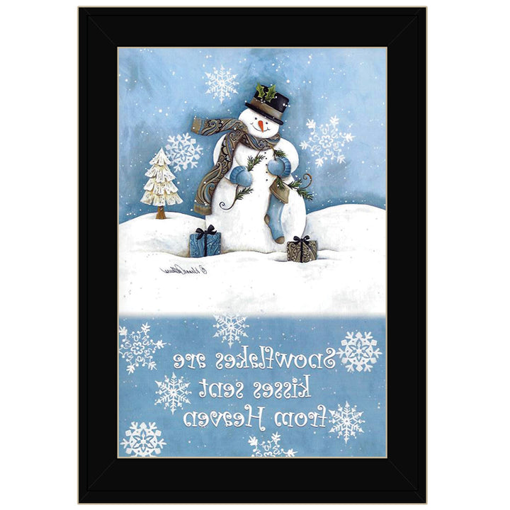 Trendy Snowman Black Framed Print Wall Art