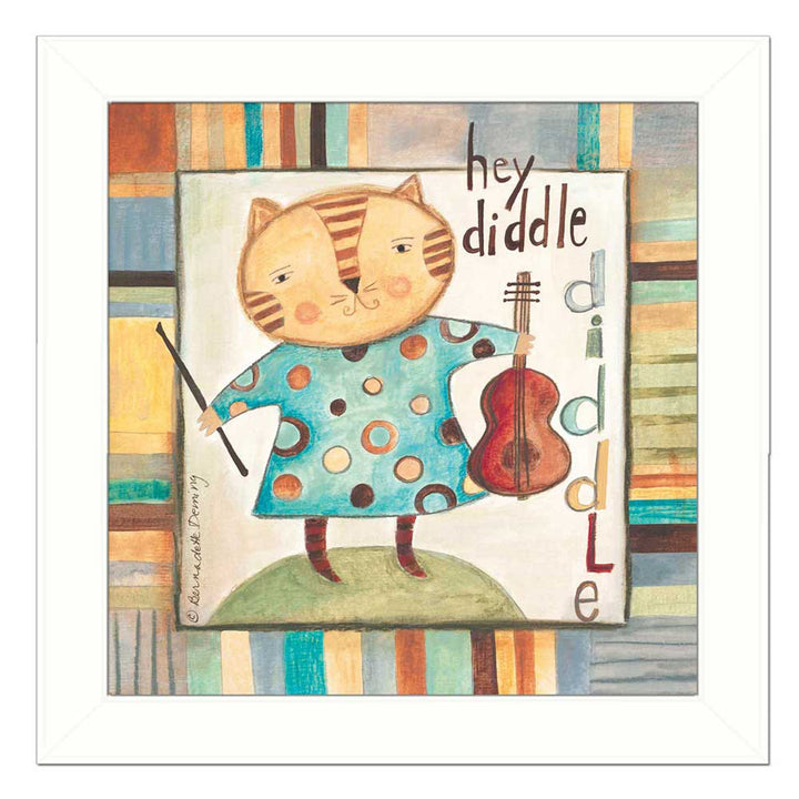 Hey Diddle Diddle White Framed Print Wall Art