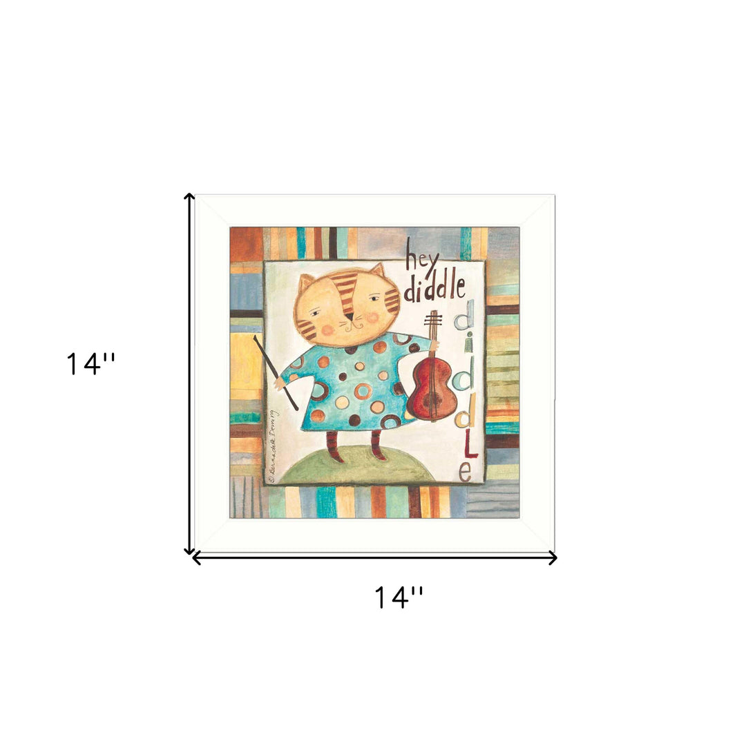 Hey Diddle Diddle White Framed Print Wall Art