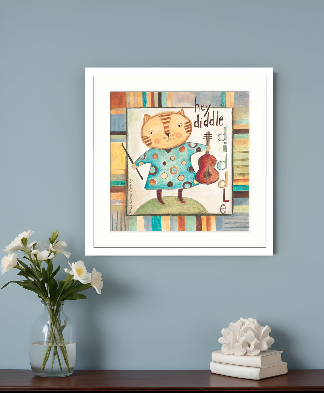 Hey Diddle Diddle White Framed Print Wall Art