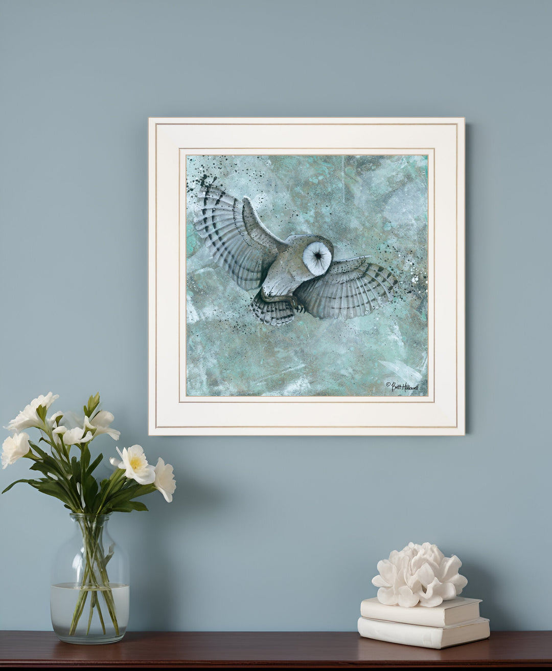 Simplicity Owl 1 White Framed Print Wall Art