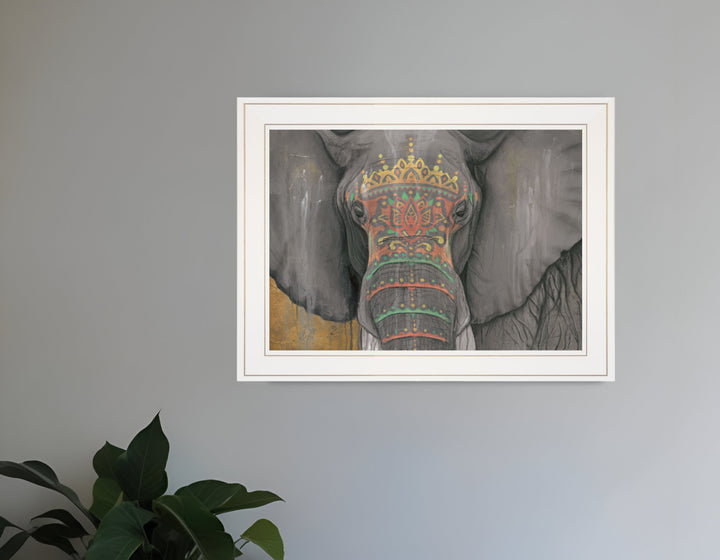 Tattooed Elephant 1 White Framed Print Wall Art