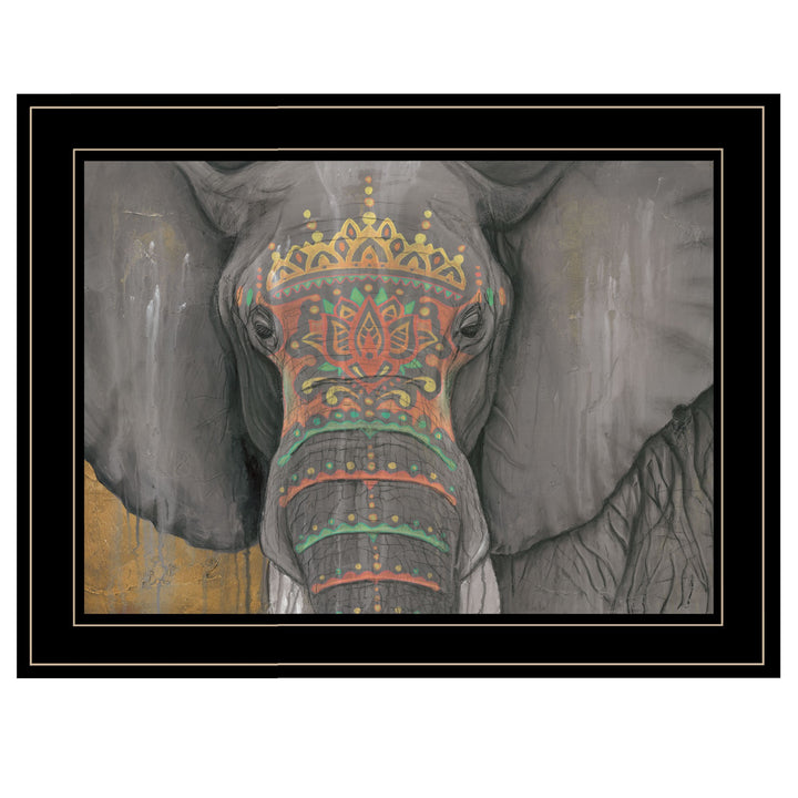 Tattooed Elephant 2 Black Framed Print Wall Art