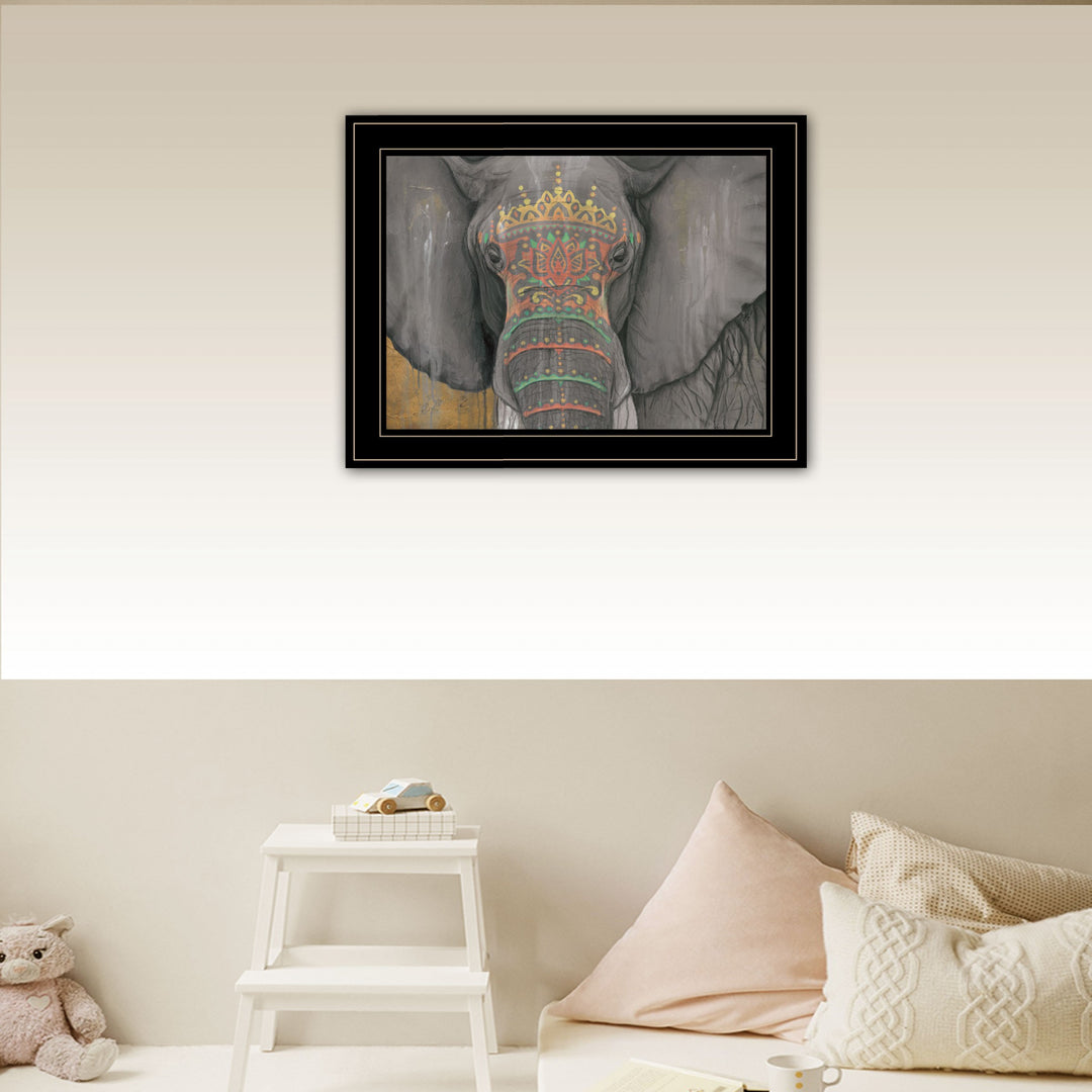 Tattooed Elephant 2 Black Framed Print Wall Art