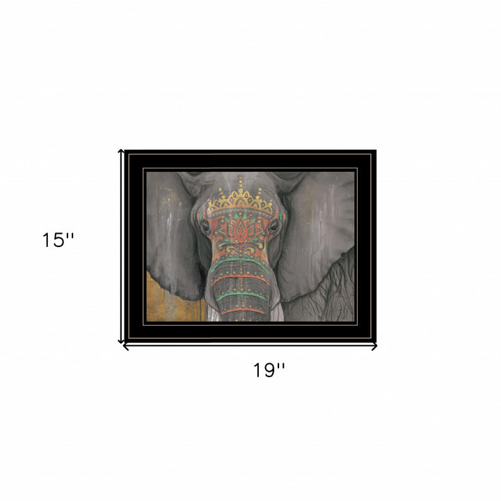 Tattooed Elephant 2 Black Framed Print Wall Art