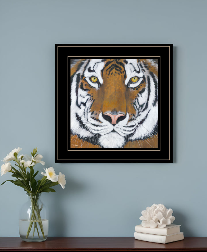 Tiger Gaze 2 Black Framed Print Wall Art