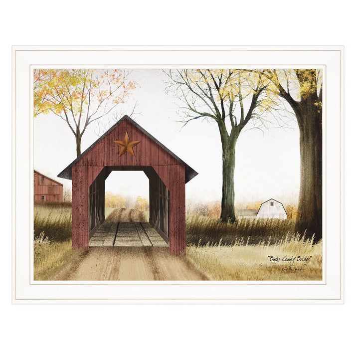 Buck County Bridge 1 White Framed Print Wall Art