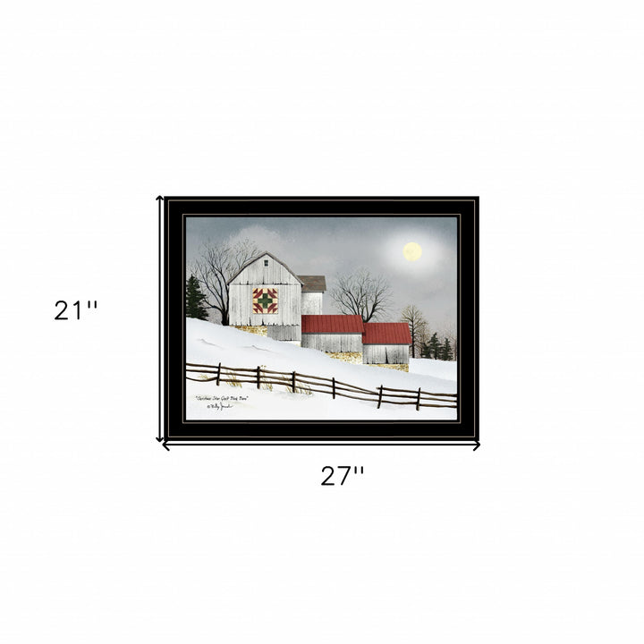 Christmas Star Quilt Block Barn 2 Black Framed Print Wall Art