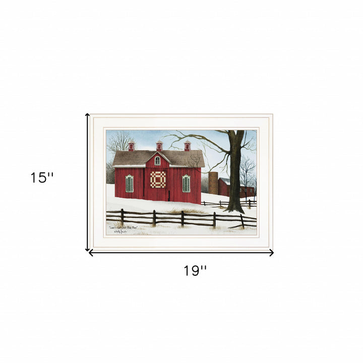 Lovers Knot Quilt Block Barn 1 White Framed Print Wall Art