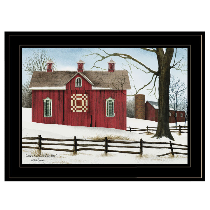 Lovers Knot Quilt Block Barn 2 Black Framed Print Wall Art