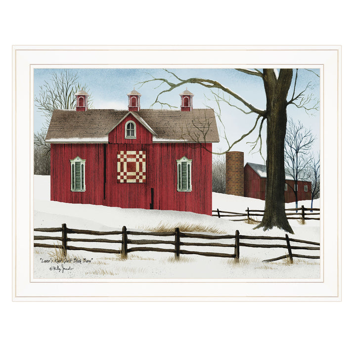 Lovers Knot Quilt Block Barn 3 White Framed Print Wall Art