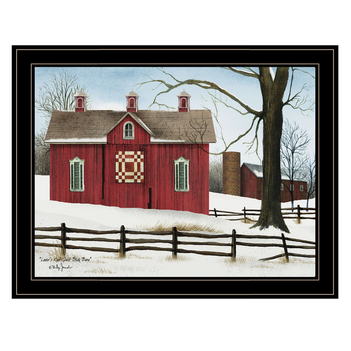 Lovers Knot Quilt Block Barn 4 Black Framed Print Wall Art