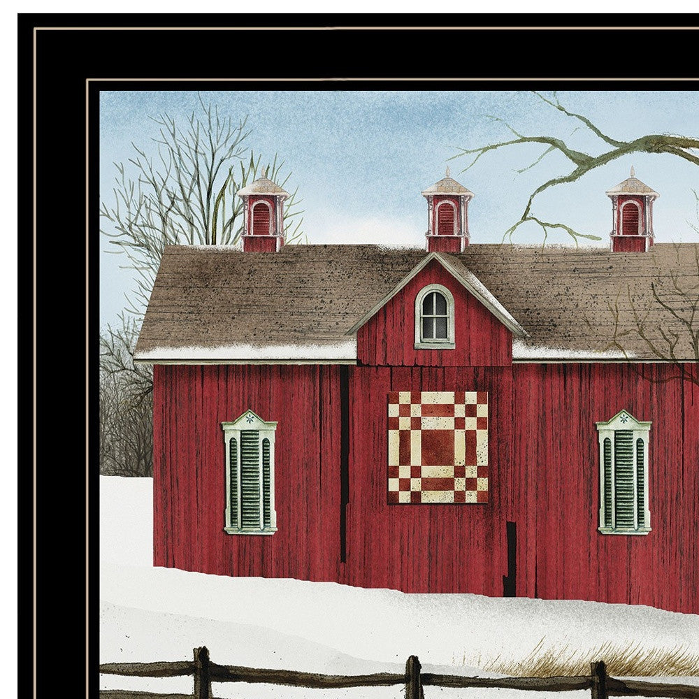 Lovers Knot Quilt Block Barn 4 Black Framed Print Wall Art