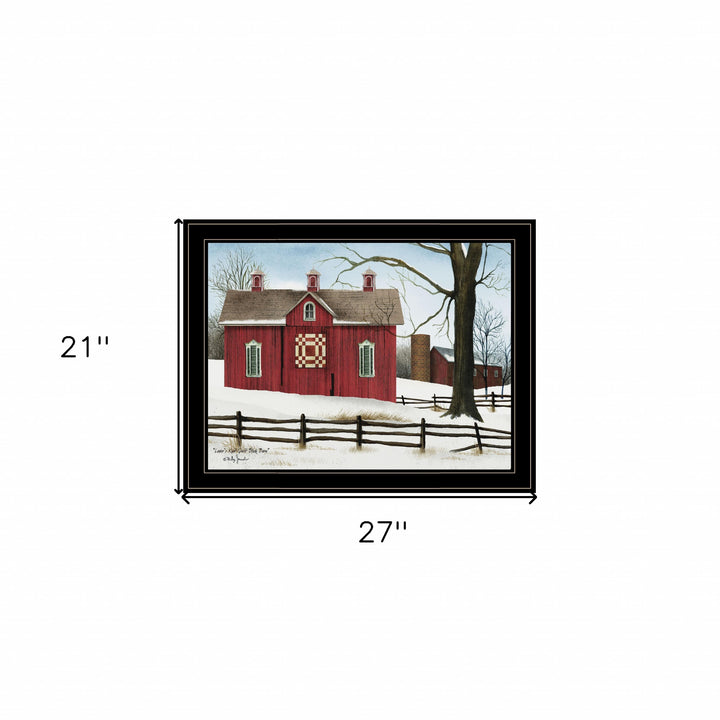 Lovers Knot Quilt Block Barn 4 Black Framed Print Wall Art