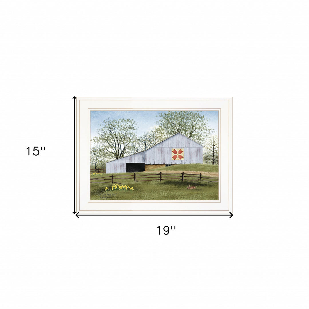 Tulip Quilt Block Barn 1 White Framed Print Wall Art