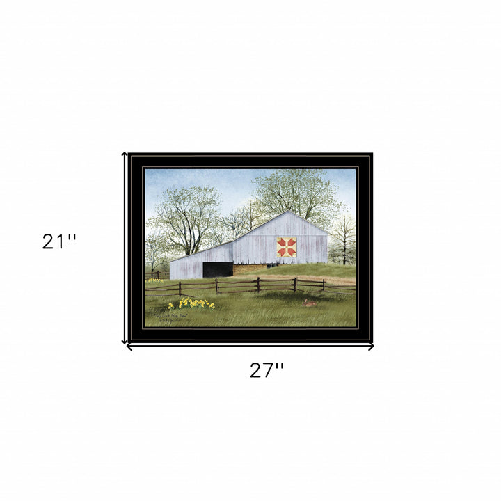 Tulip Quilt Block Barn 4 Black Framed Print Wall Art