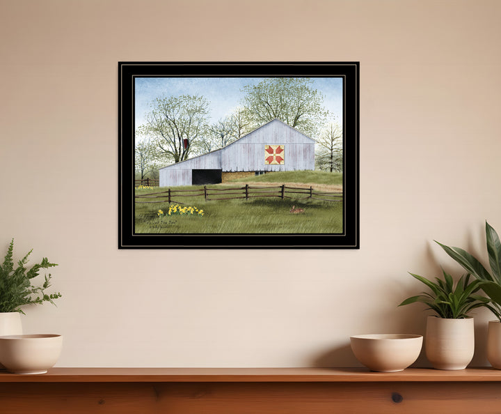 Tulip Quilt Block Barn 4 Black Framed Print Wall Art