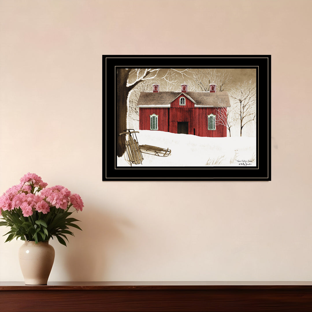 New Fallen Snow 2 Black Framed Print Wall Art