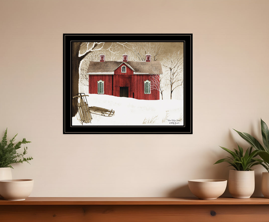 New Fallen Snow 4 Black Framed Print Wall Art